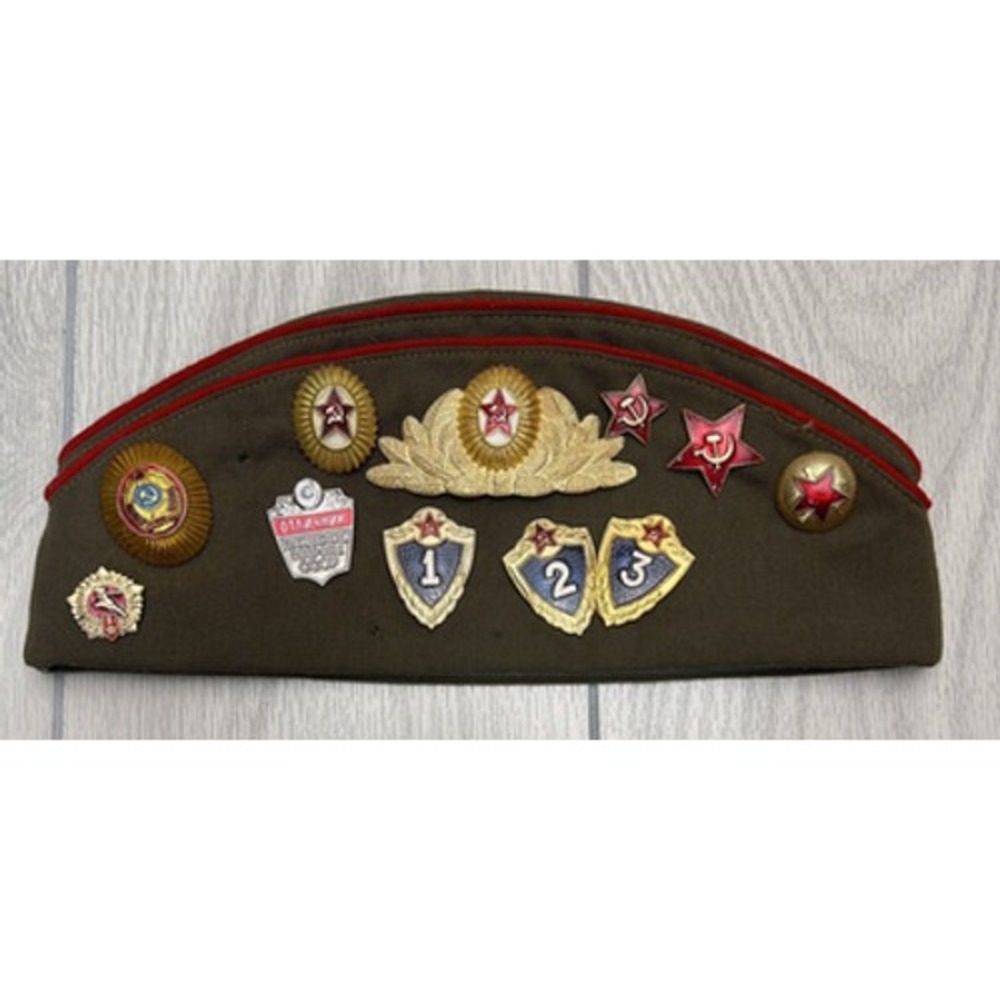 Soviet Army Officer Field Hat Pilotka USSR Military Badges & Patches